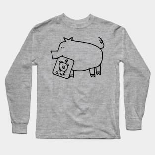 Cute Animals Pig Self Portrait Outline Long Sleeve T-Shirt